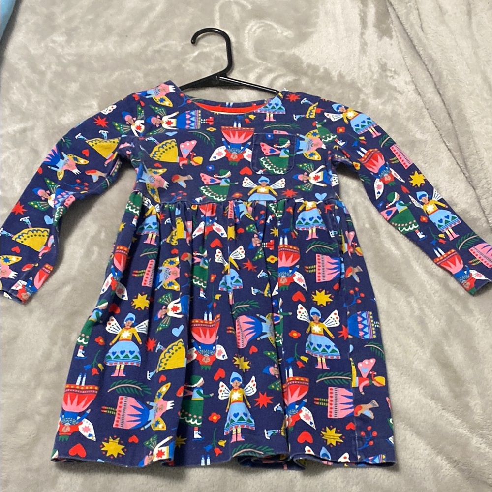 Mini Boden Red and Pink Long Sleeve Smocked Sundress